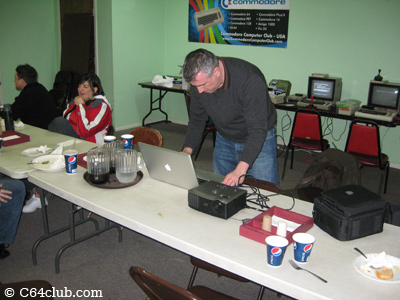 Chuck setting up LCD projector - Commodore Computer Club