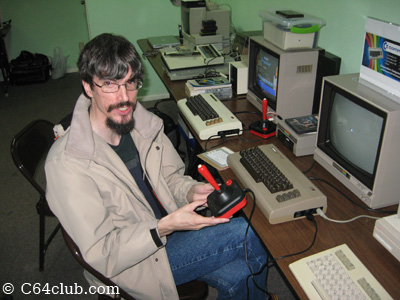 Ryan Sherwood from UPCHUG playing games at the Commodore Computer Club meeting